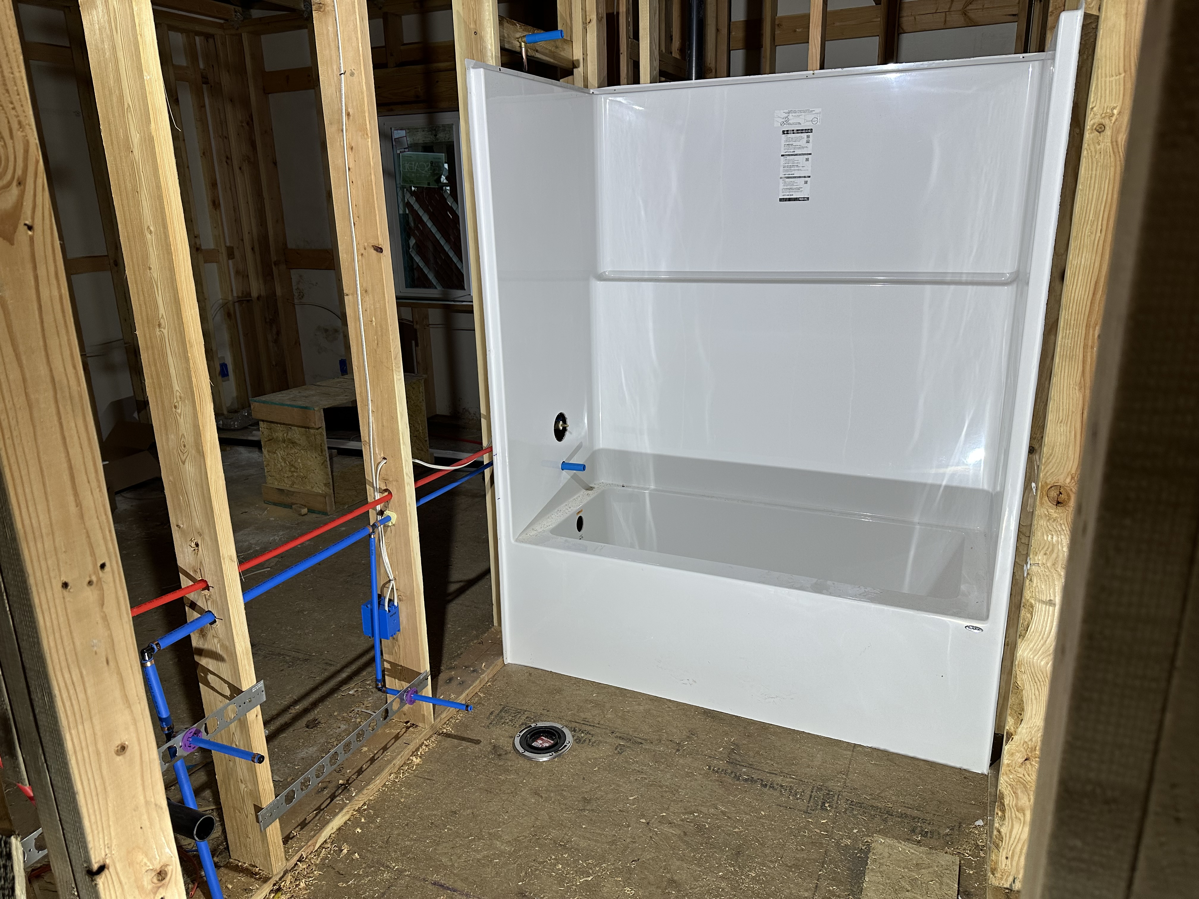 New construction bathroom rough-in with PEX stub-outs